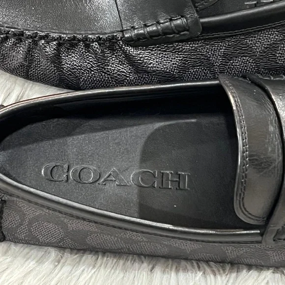 COACH Men’s C Coin Leather Driver Loafer, Black. New - Picture 4 of 8